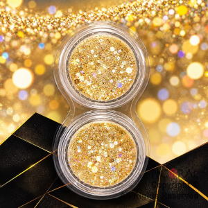 MAQUILLAJE ARTISTICO GLITTER ORO Y ORO (BLISTERS 2 UNID - 4 GR) (PACK X 3 BLISTERS)